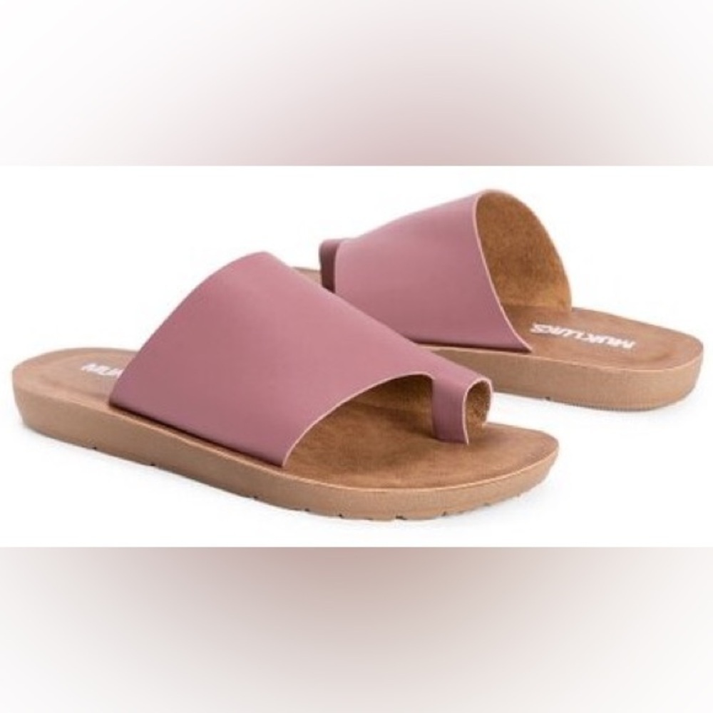 Muk Luks About Face slides sandals in mauve pink - 8